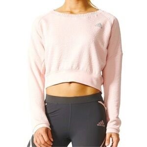 Adidas Soft  Vapor Pink Cropped Textured Sweatshirt Size Small